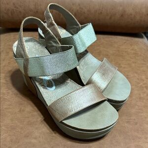 OTBT Wedge Sandals in Metallic Rose Gold - Women
